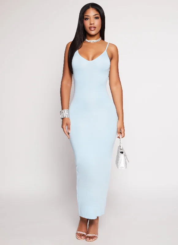 Daisy V Neck Bodycon Maxi Dress Trendy Button Front Maxi Dress