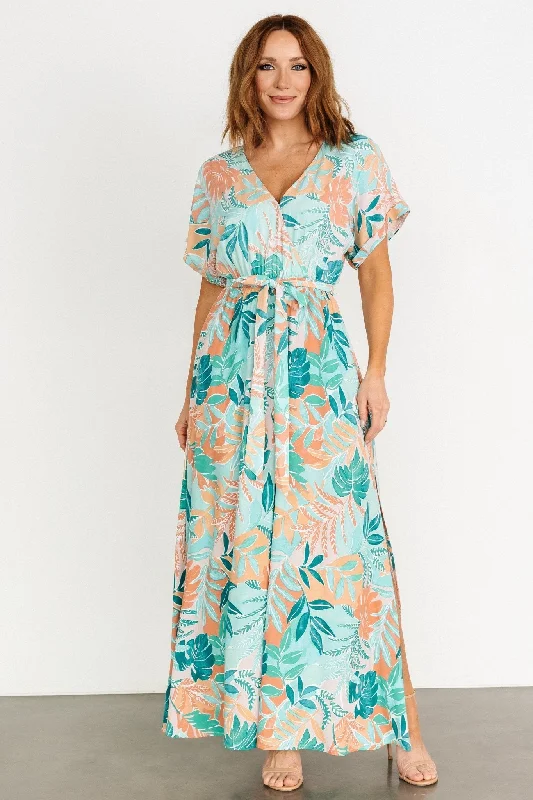 Belize Maxi Dress | Multi Print Stylish One-Shoulder Maxi Dress