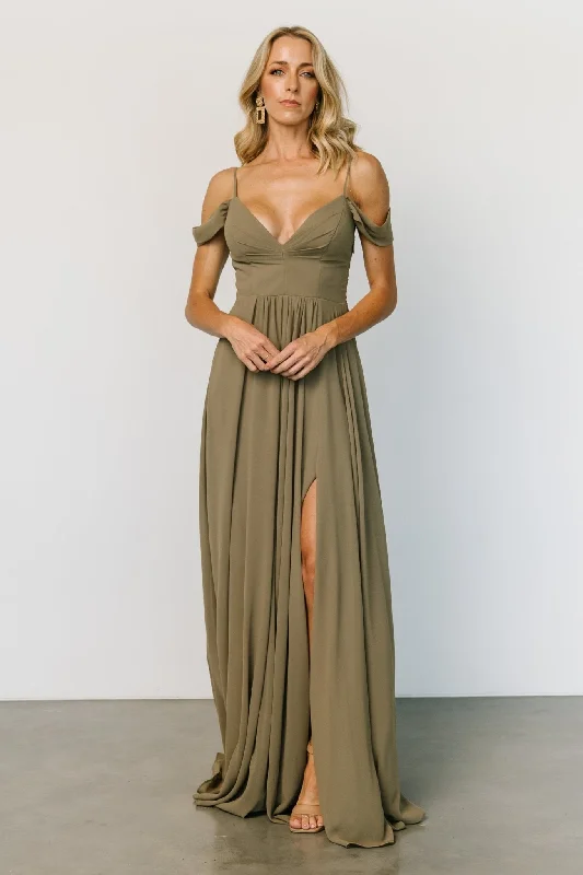 Bianca Lace Maxi Dress | Olive Trendy Maxi Dress with Bow