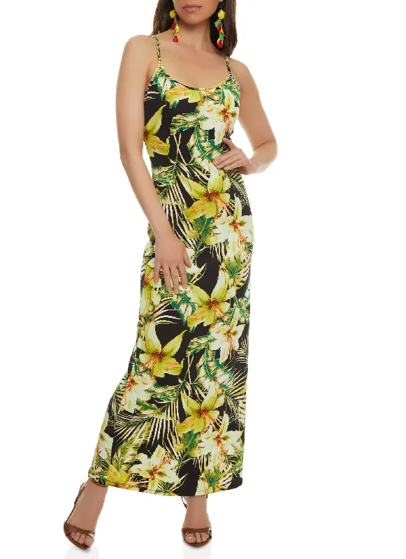 Haute Monde Floral Print Cami Maxi Dress Classic A-Line Maxi Dress