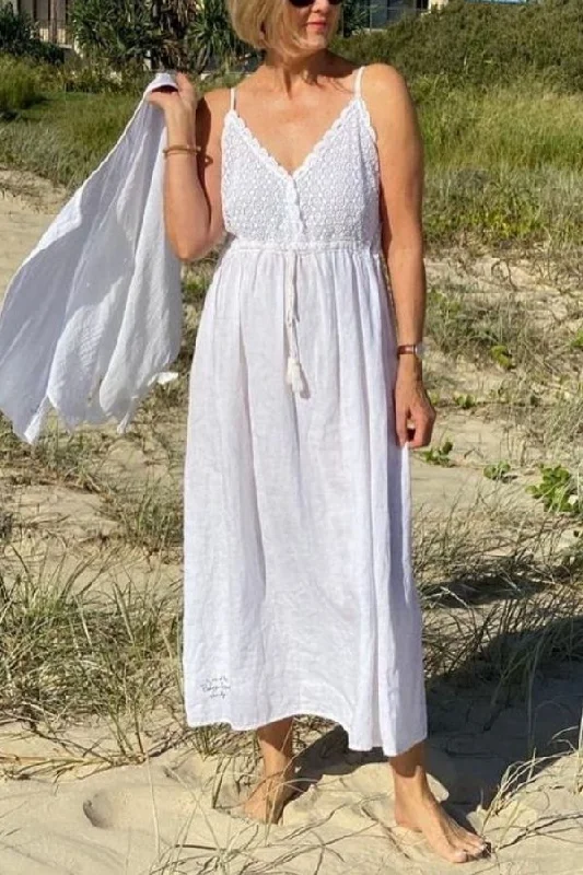 BOHEMIAN SUSPENDER MAXI DRESS Elegant Sleeveless Maxi Dress