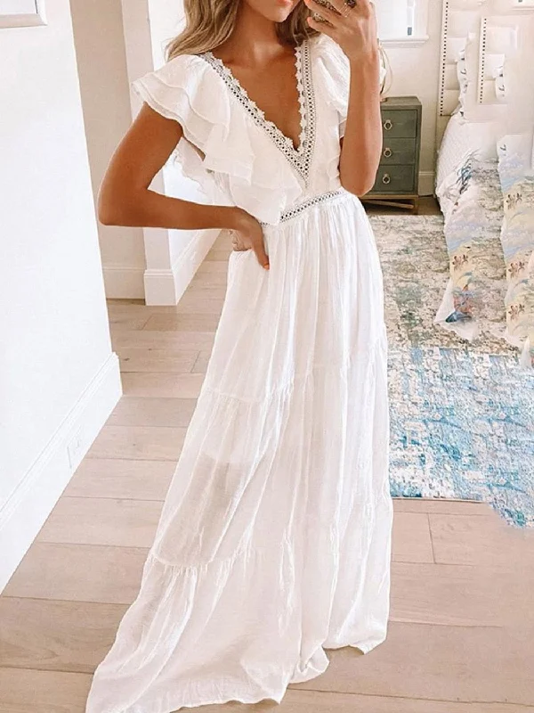 BerriesJam - Butterfly Sleeve Boho Maxi Dress Comfortable Maxi Dress with Slits