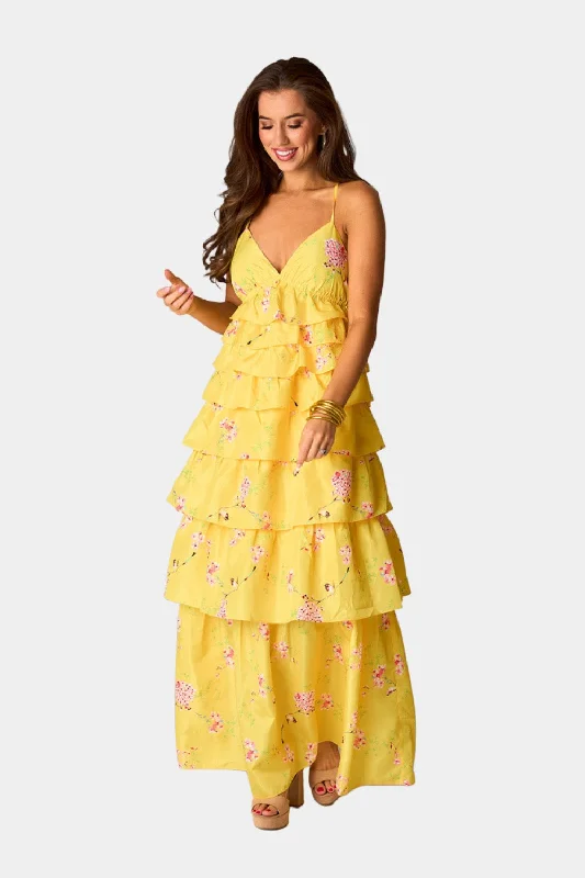 Callie Tiered Maxi Dress - Songbird Fashionable Maxi Dress with Fringe