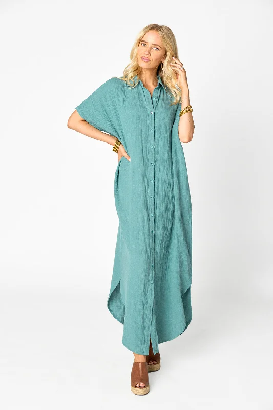 Carmen Cover Up Caftan Maxi Dress - Moss Fashionable Asymmetrical Maxi Dress