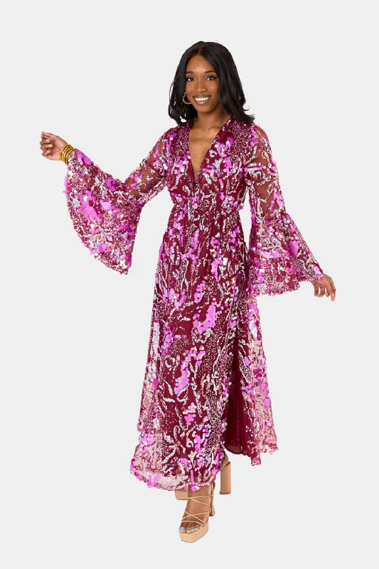 Colette Long Sleeve Maxi Dress - Vino Stylish Off-Shoulder Maxi Dress
