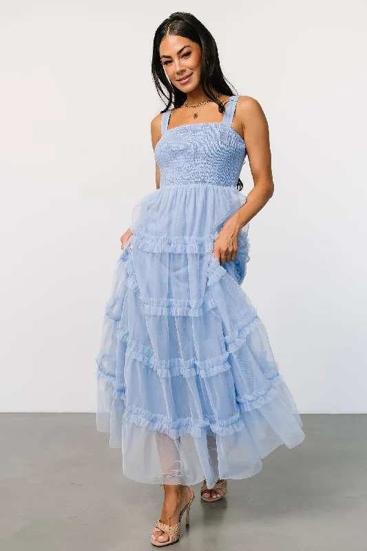 Constance Tulle Maxi Dress | Light Blue Cozy Wrap Maxi Dress