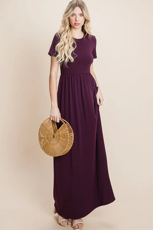 Eggplant Maxi Dress Cozy Maxi Dress with Slit