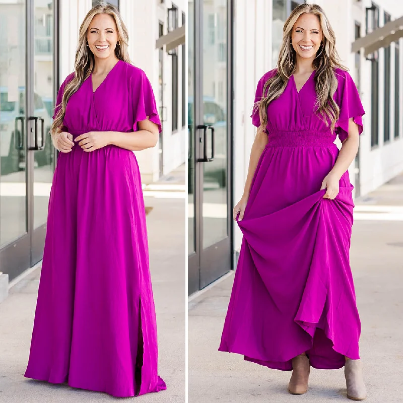 Feeling Good Maxi Dress, Magenta Fashionable Sleeveless Maxi Dress