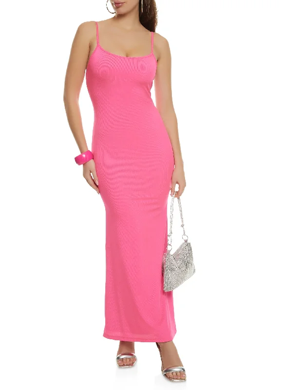 Ribbed Scoop Neck Cami Maxi Dress Classic V-Neck Maxi Dress