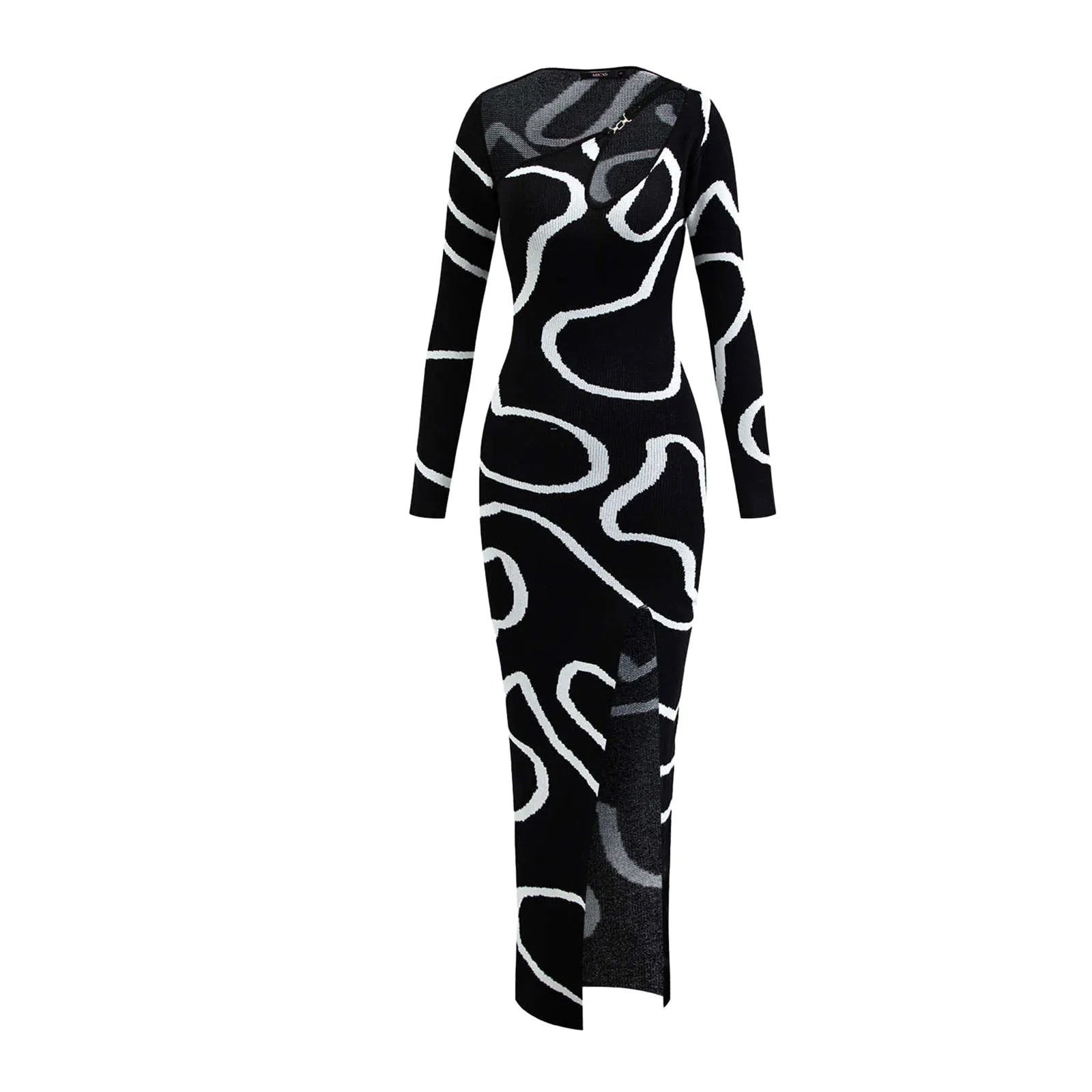 A&A Asymmetric Cut Out Shoulder And Thigh Split Maxi Dress Classic Tulle Maxi Dress