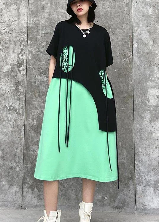 Italian Green Patchwork Hole Maxi Dresses Summer Chic Sleeveless Maxi Dress