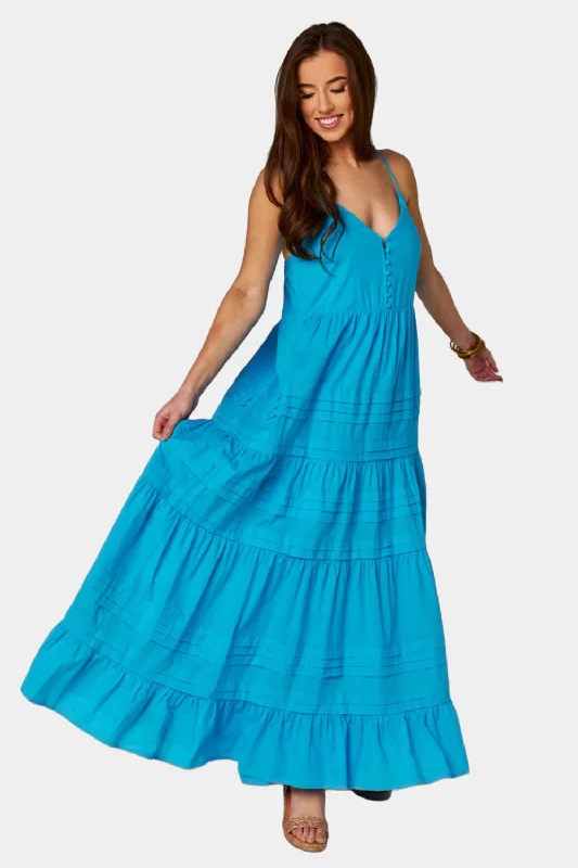 Jaxon Tiered Maxi Dress - Ocean Fashionable High-Waist Maxi Dress