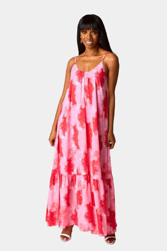 Katey Scooped Neck Maxi Dress - Sunset Chic Boho Print Maxi Dress