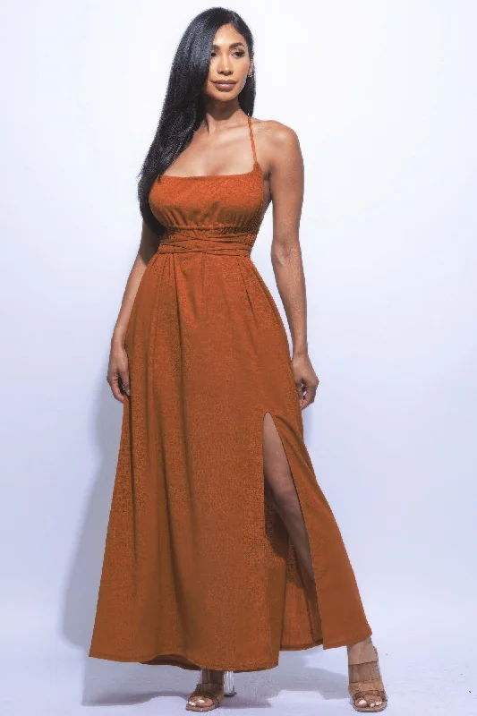 Side Slit Maxi Dress Fashionable Chiffon Tiered Maxi Dress
