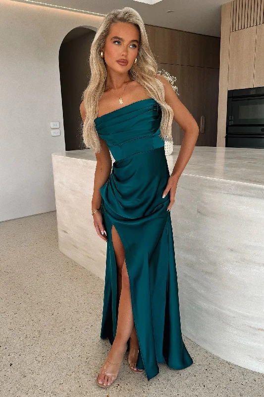 Lola Maxi Dress - Emerald Elegant Maxi Dress with Lace