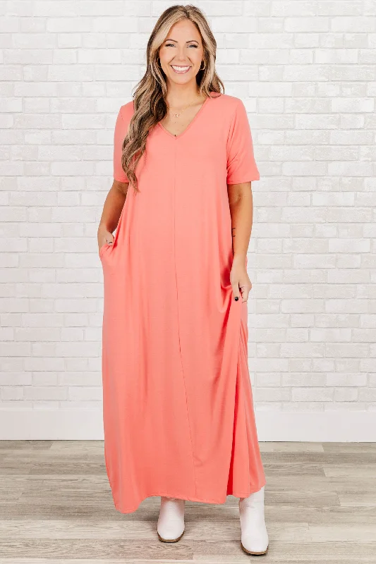 Makin' Waves Maxi Dress, Ash Rose Comfortable Pleated Maxi Dress
