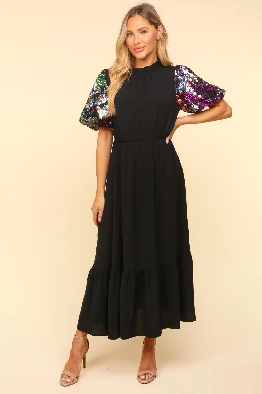 MULTI COLOR FLORAL SEQUINS MAXI DRESS Comfortable Plunging Neckline Maxi Dress