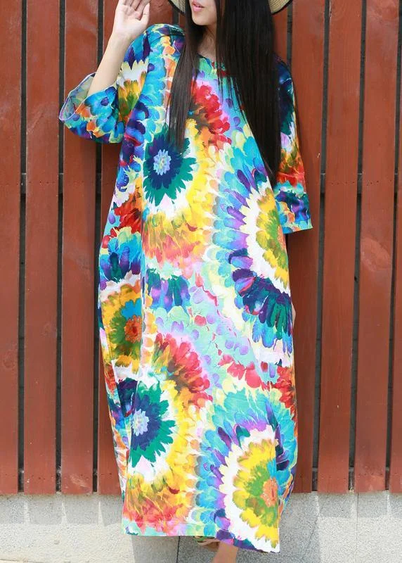 Plus Size Tie Dye Summer Maxi Dresses Fashionable Maxi Dress with Fringe