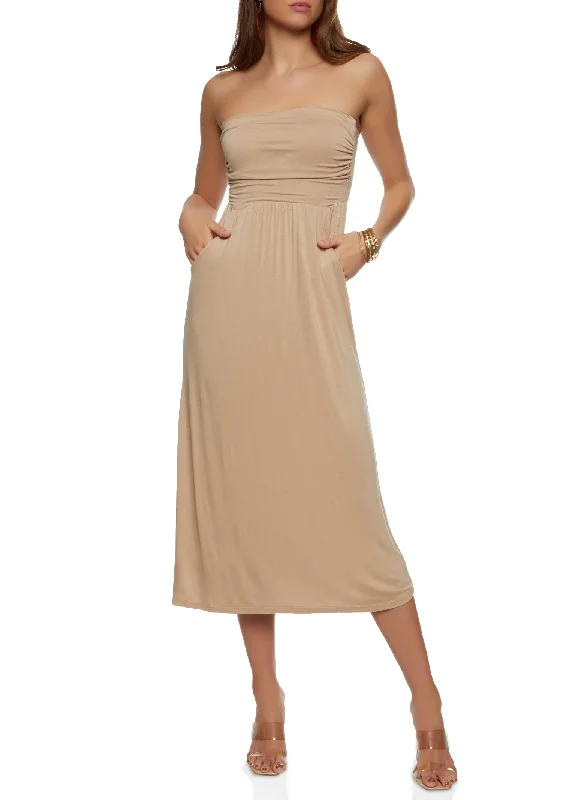 Strapless Maxi Dress Chic Button-Up Maxi Dress