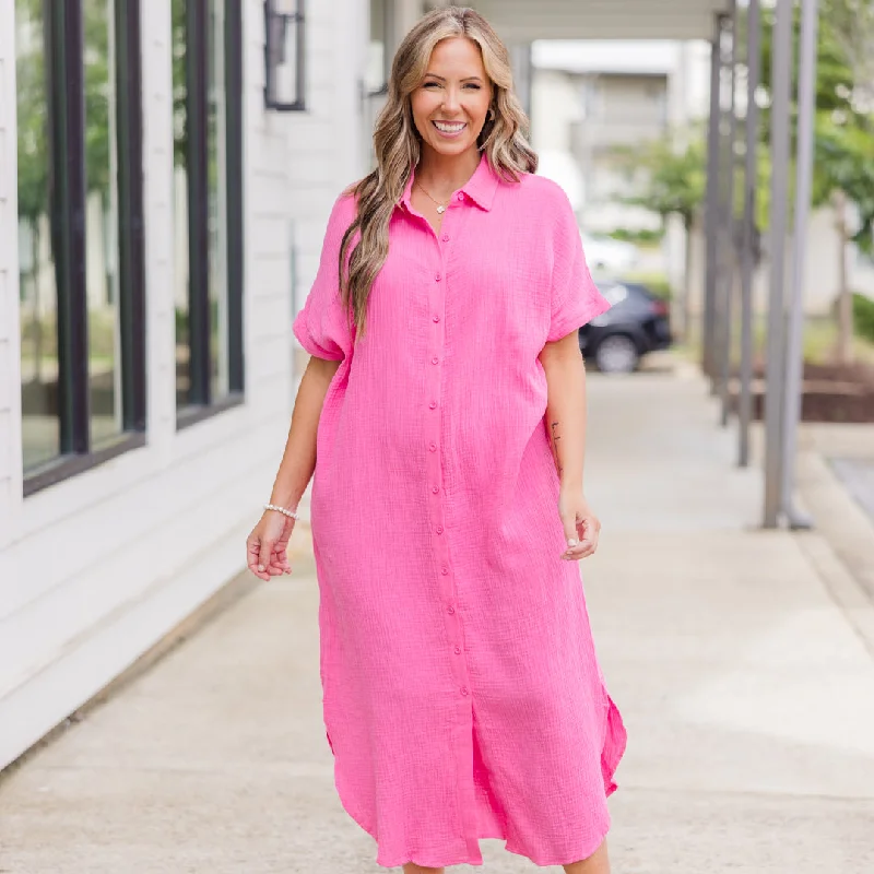 Note To Myself Maxi Dress, Pink Comfortable Maxi Dress with Slits