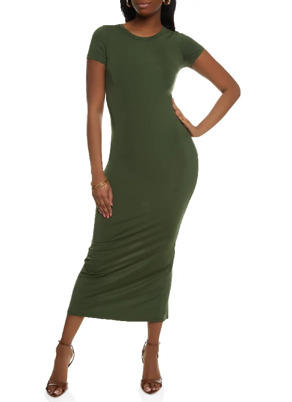 Daisy Solid Crew Neck Maxi Dress Classic Strapless Maxi Dress