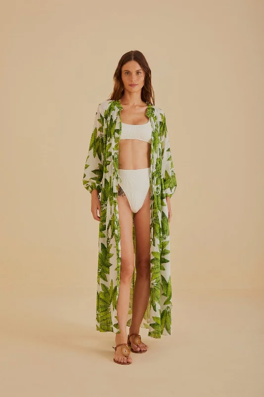 Off-White Palm Fan Maxi Dress Chic Summer Maxi Dress