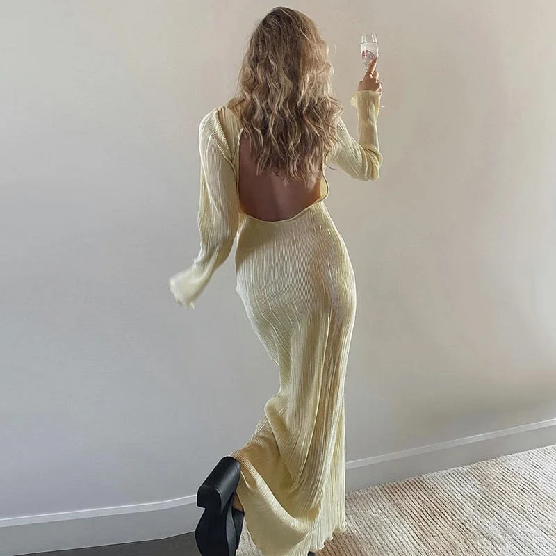 BerriesJam - 2024 Pleated Backless Long Sleeve Evening Maxi Dress Classic Strapless Maxi Dress BerriesJam - 2024 Pleated Backless Long Sleeve Evening Maxi Dress Classic Strapless Maxi Dress