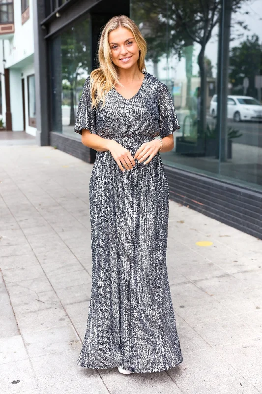 Plus Black Sequin Maxi Dress Stylish V-Neck Maxi Dress