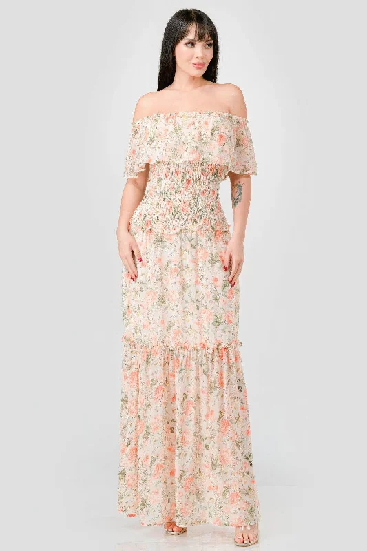 Floral Chiffon Off Shoulder Smocked Back Ruffled Tiered Maxi Dress Cozy Knitted Maxi Dress Floral Chiffon Off Shoulder Smocked Back Ruffled Tiered Maxi Dress Cozy Knitted Maxi Dress