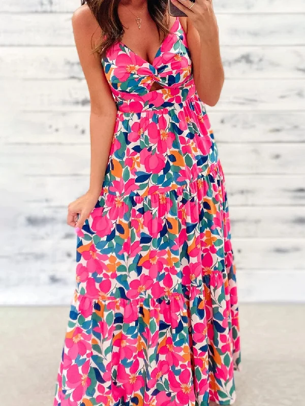 Elegant Printed Sling Maxi Dress Comfortable Casual Maxi Dress
