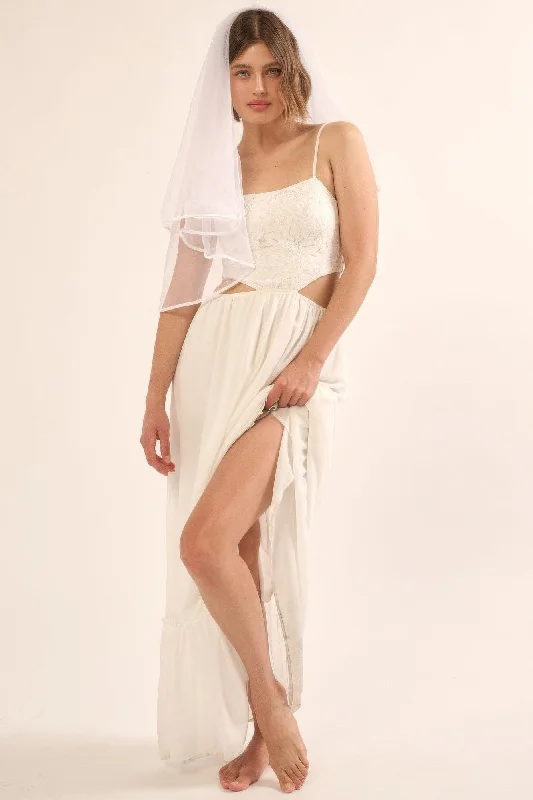 A Sheer, Chiffon Floral Lace Maxi Dress Comfortable Ruffle Maxi Dress