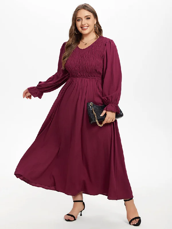 Flounce Sleeve Ruffled Shirred Maxi Dress Cozy Spaghetti Strap Maxi Dress