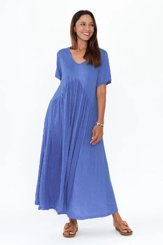 Savannah Cobalt Crinkle Cotton Maxi Dress Fashionable Chiffon Maxi Dress