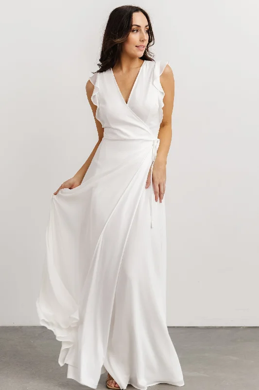 Saya Wrap Maxi Dress | Off-White Comfortable Bohemian Maxi Dress