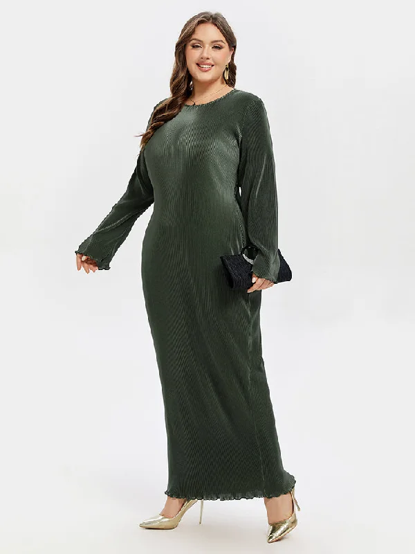 Solid Round Neck Maxi Dress Classic Strapless Maxi Dress