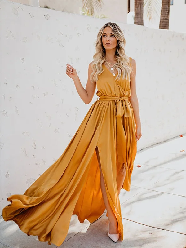 BerriesJam - 2024 Solid Sleeveless Lace-Up High Waist Chic Maxi Dress Classic Strapless Maxi Dress