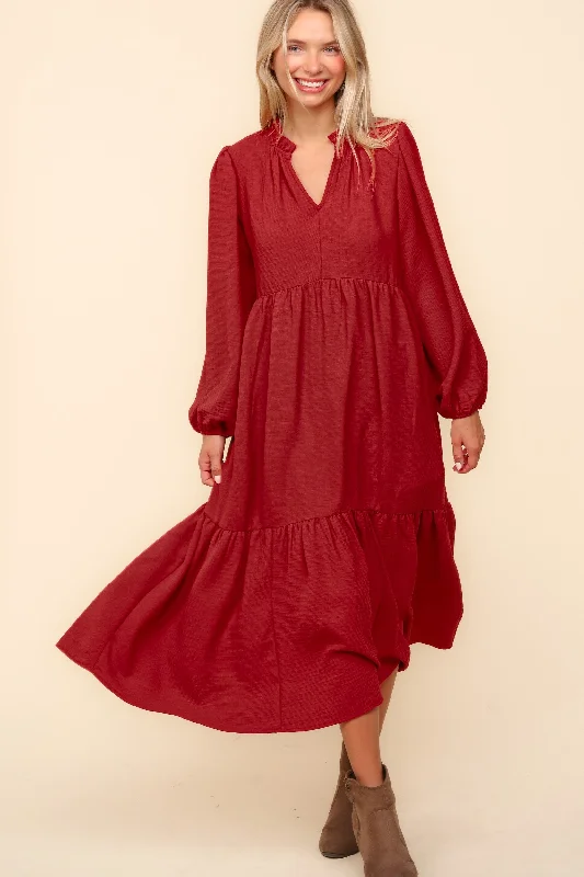 SPICE BABYDOLL WOVEN MAXI DRESS WITH SIDE POCKETS Stylish Empire Waist Maxi Dress