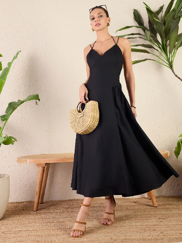 Strappy Cotton Poplin Corset Maxi Dress Trendy Printed Maxi Dress