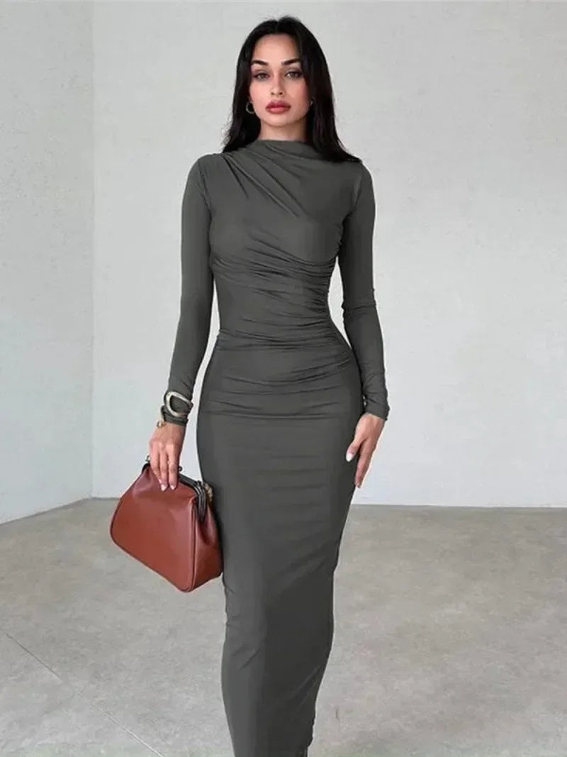 DressBetty - 2024 Streetwear Spring Office Lady Solid Tunics Bodycon Party Maxi Dress Cozy Maxi Dress with Slit