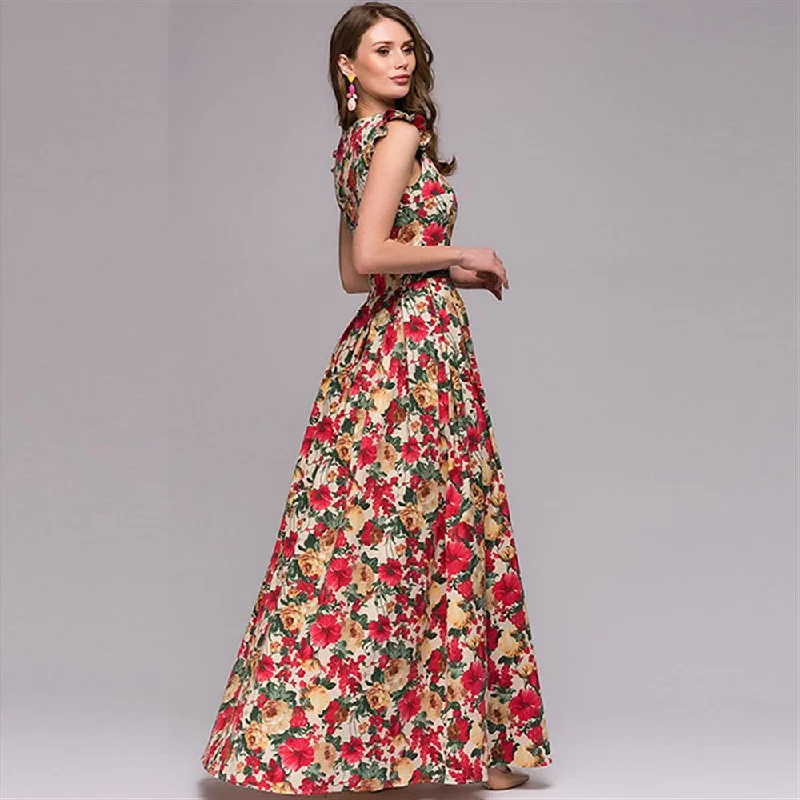 Women Autumn printing party dress 2019 Popular sleeveless square collar long vestidos De Festa Women Elegant Maxi Dresses Cozy Spaghetti Strap Maxi Dress Women Autumn printing party dress 2019 Popular sleeveless square collar long vestidos De Festa Women Elegant Maxi Dresses Cozy Spaghetti Strap Maxi Dress