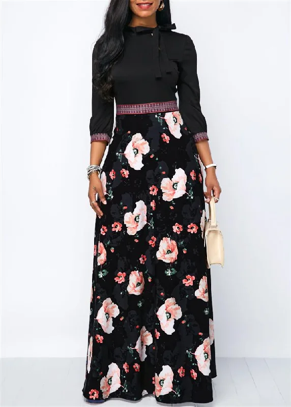 Women Long Maxi Dresses Bohemia Hollow neck Three Quarter Sleeve Floral Print Ethnic Summer Beach Female Stylish Style Dress Trendy Short Sleeve Maxi Dress Women Long Maxi Dresses Bohemia Hollow neck Three Quarter Sleeve Floral Print Ethnic Summer Beach Female Stylish Style Dress Trendy Short Sleeve Maxi Dress