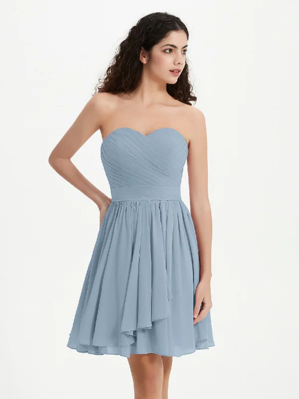 Strapless Sweetheart Neck Mini Dresses-Dusty Blue Cozy Cowl Neck Mini Dress