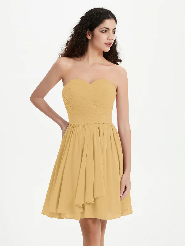Strapless Sweetheart Neck Mini Dresses-Gold Cozy Jersey Mini Dress