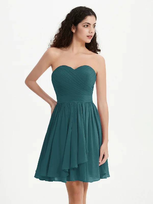 Strapless Sweetheart Neck Mini Dresses-Peacock Stylish Spaghetti Strap Mini Dress