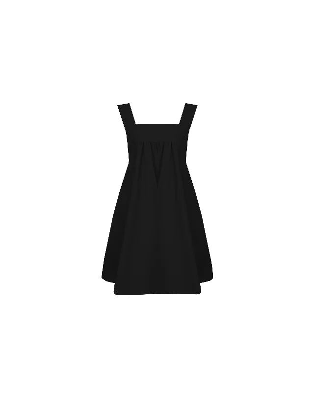 MARGIE TIE MINI DRESS BLACK Trendy Denim Mini Dress
