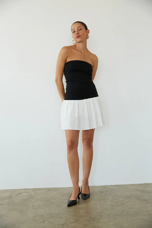 Anya Contrast Fit and Flare Mini Dress Classic Casual Mini Dress