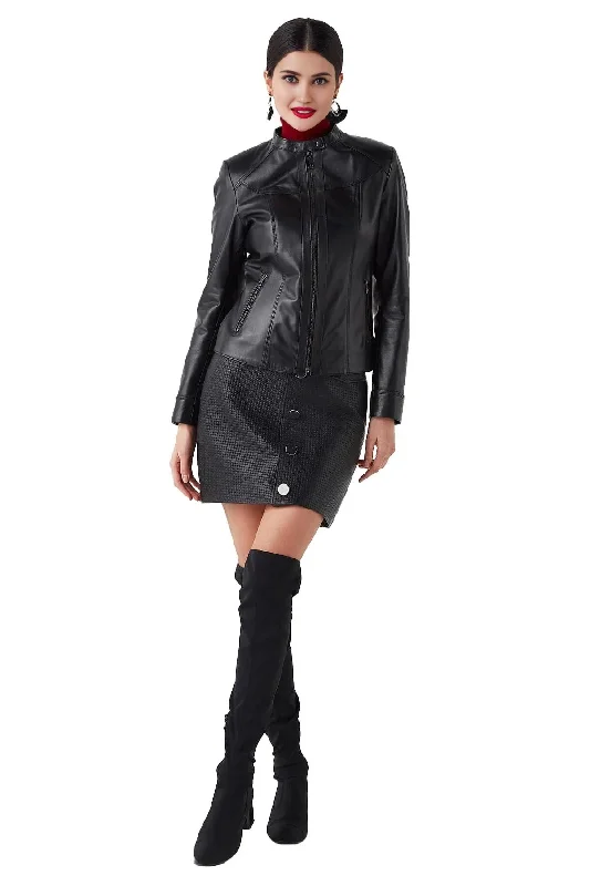 Autumn Black Biker Leather Jacket For Women Lace Jacket Ribbed Jacket Sequined Jacket Autumn Black Biker Leather Jacket For Women Lace Jacket Ribbed Jacket Sequined Jacket