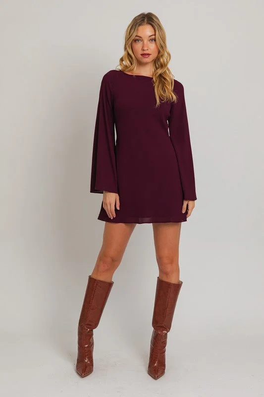 Beverly Bell Sleeve Mini Dress Chic Mini Dress with V-Neck