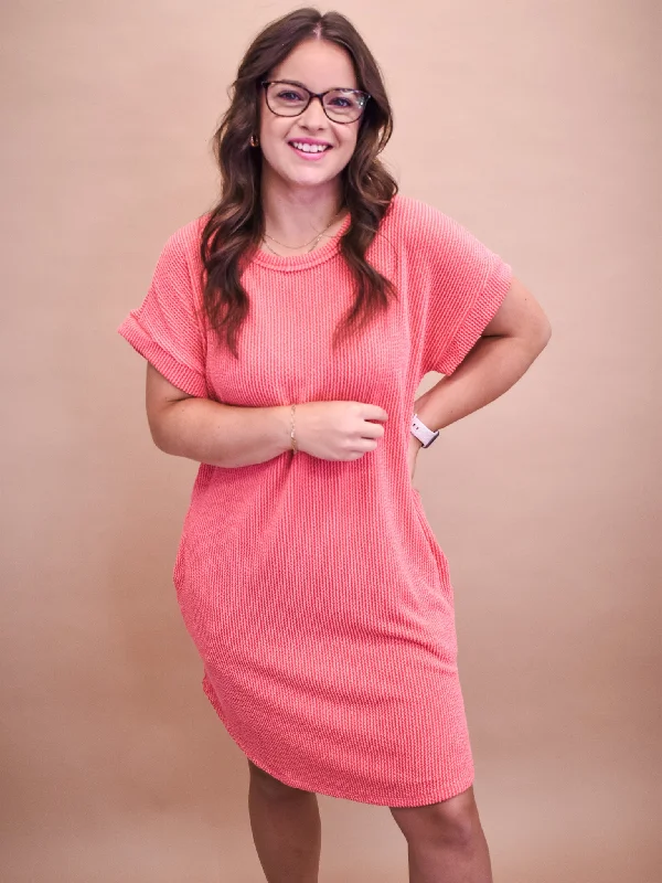 Chances Are Ribbed Mini Dress Fashionable Pleated Mini Dress