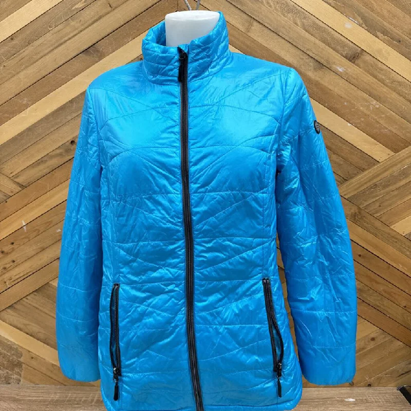 Chillax Level 2 - Women's Primaloft Puffer Jacket: Blue-women-MD Fitted Jacket Loose Jacket Oversized Jacket
